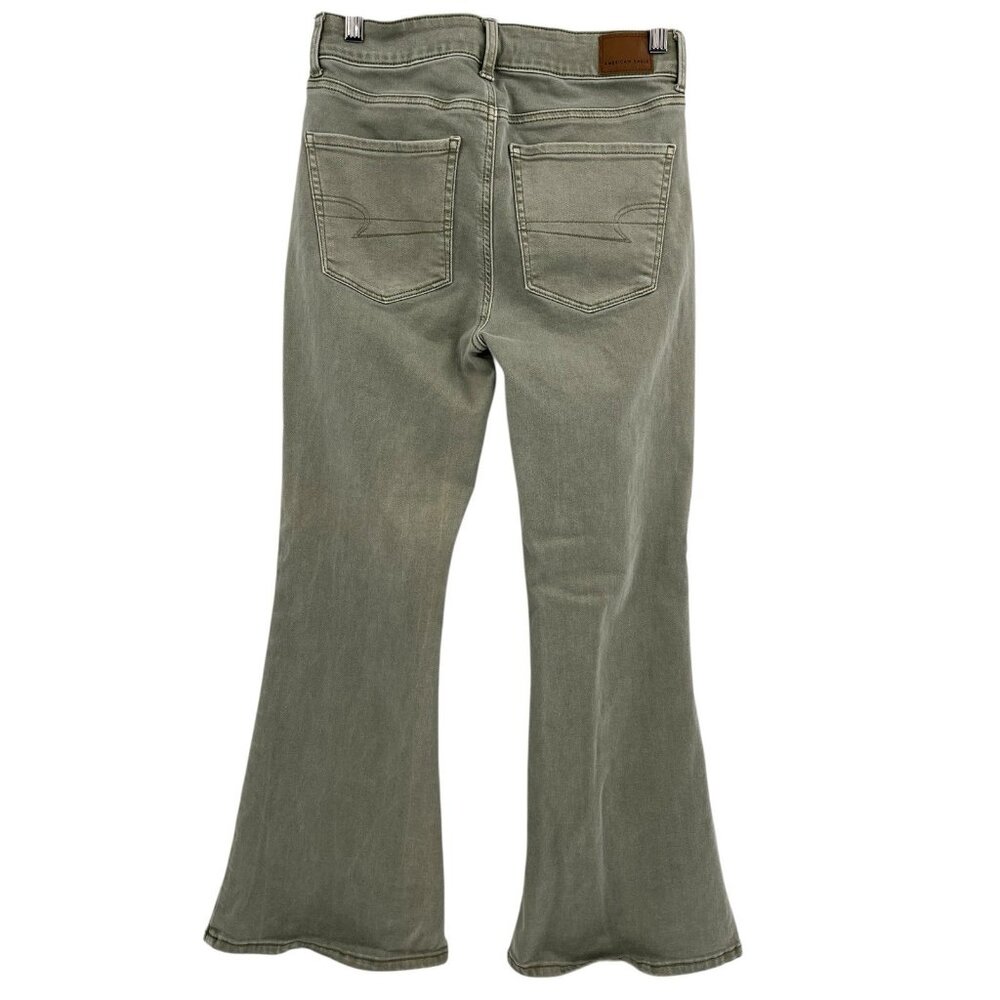 AMERICAN EAGLE Women's Green Super Hi-Rise Flare Jeans US 4 - Picture 7 of 7